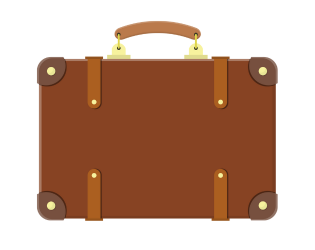 brown suitcase with latches and handle