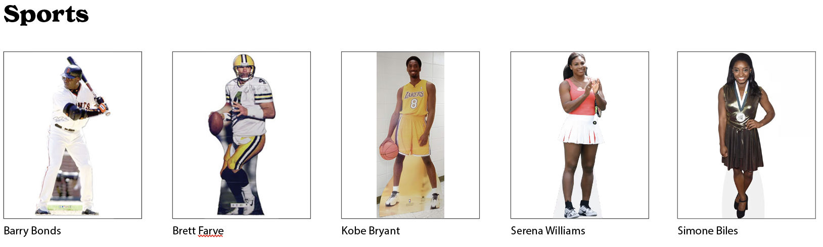 Pictures of the Sports cardboard standups.