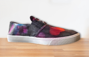 canvas shoe painted in galaxy colors
