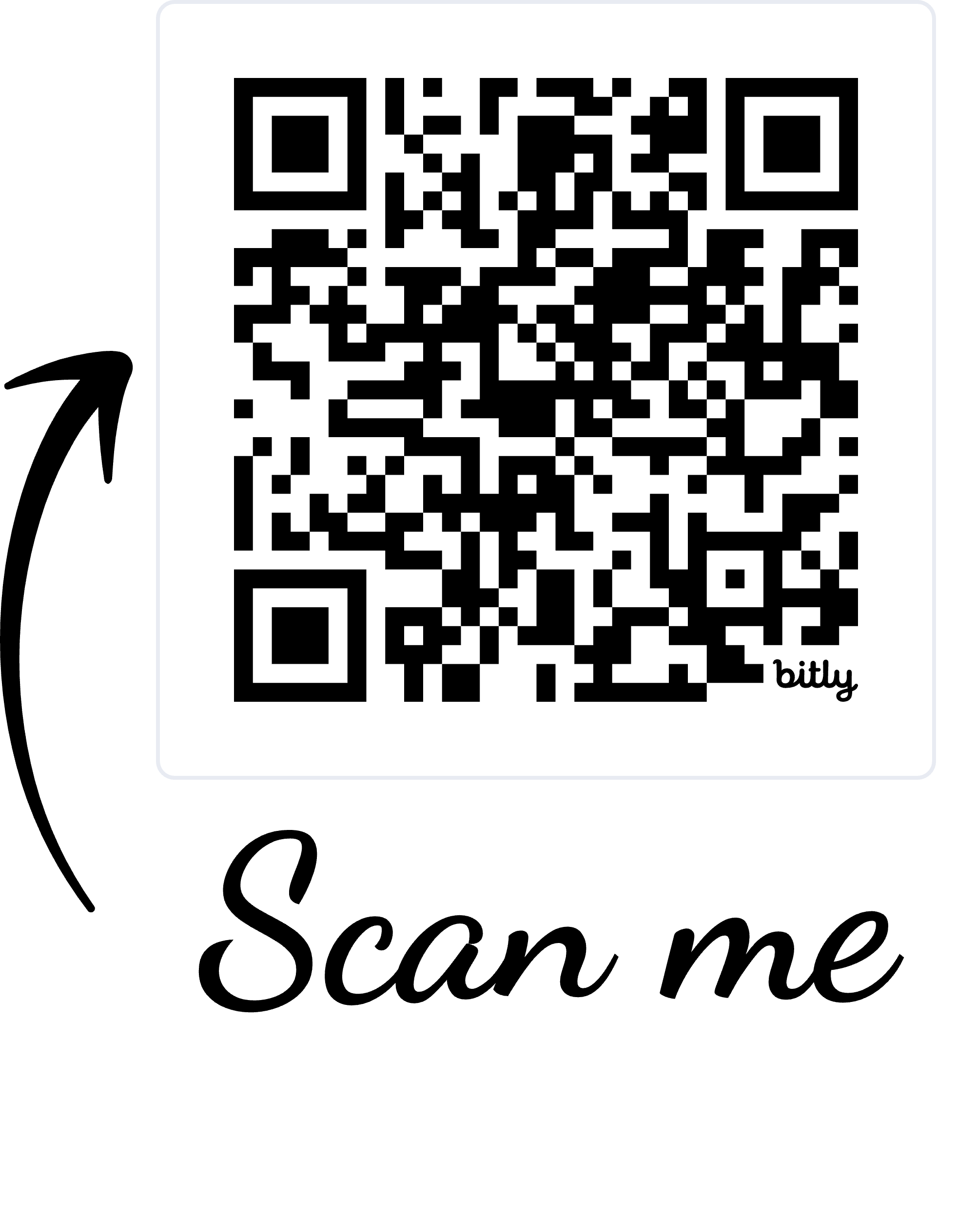 QR Code, scan me written below