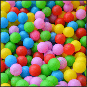 multi-colored ping pong balls