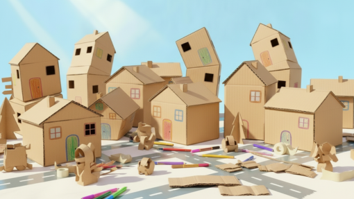 Town made out of cardboard boxes