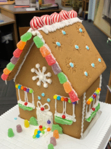 Gingerbread house with candy decorations