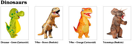 sample of the inflatable costumes available