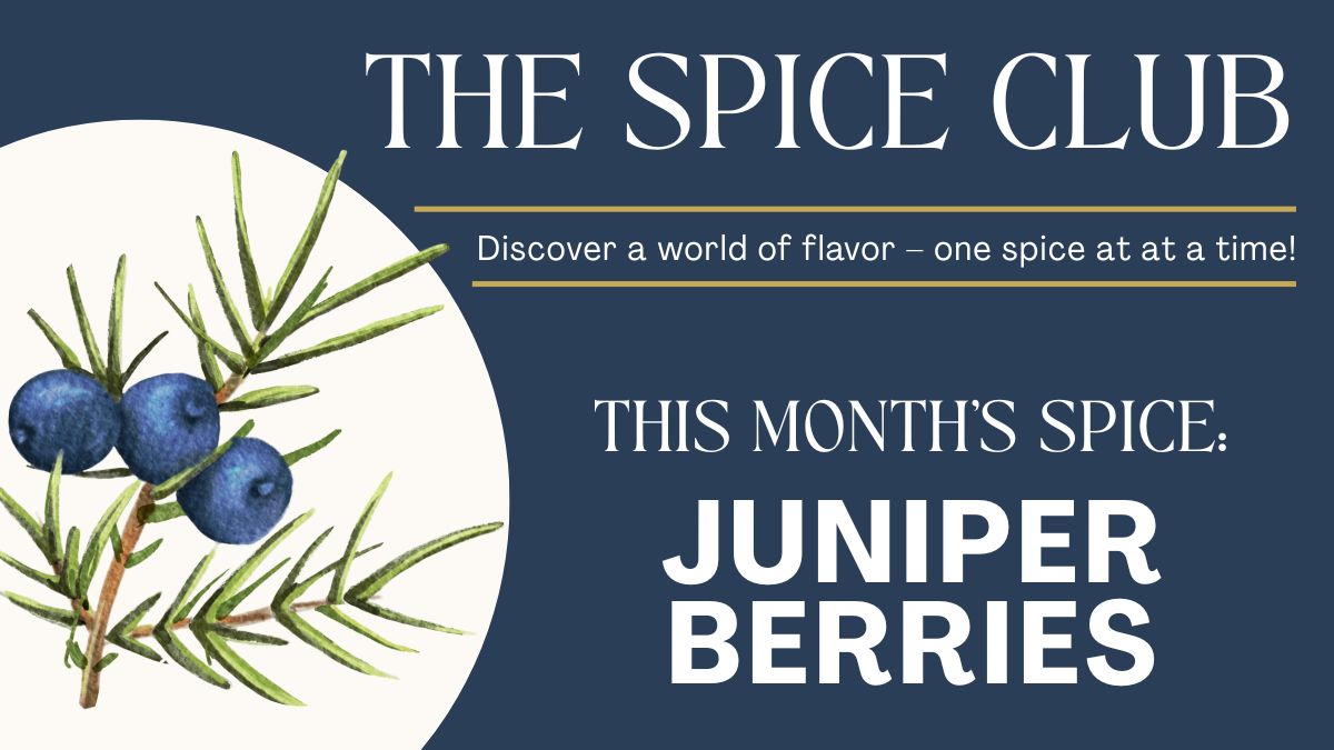 Graphic for LocalHop calendar promoting The Spice Club: Juniper Berries